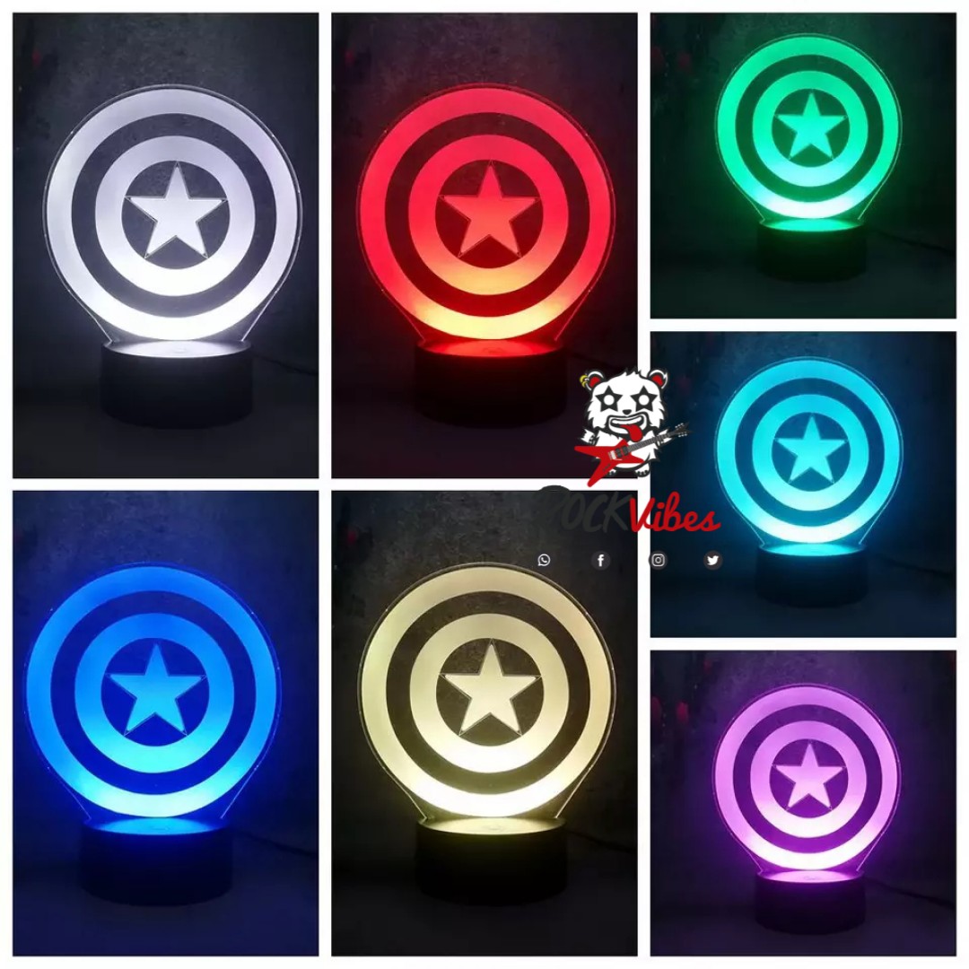 Lámpara Led 3D Escudo Capitán América