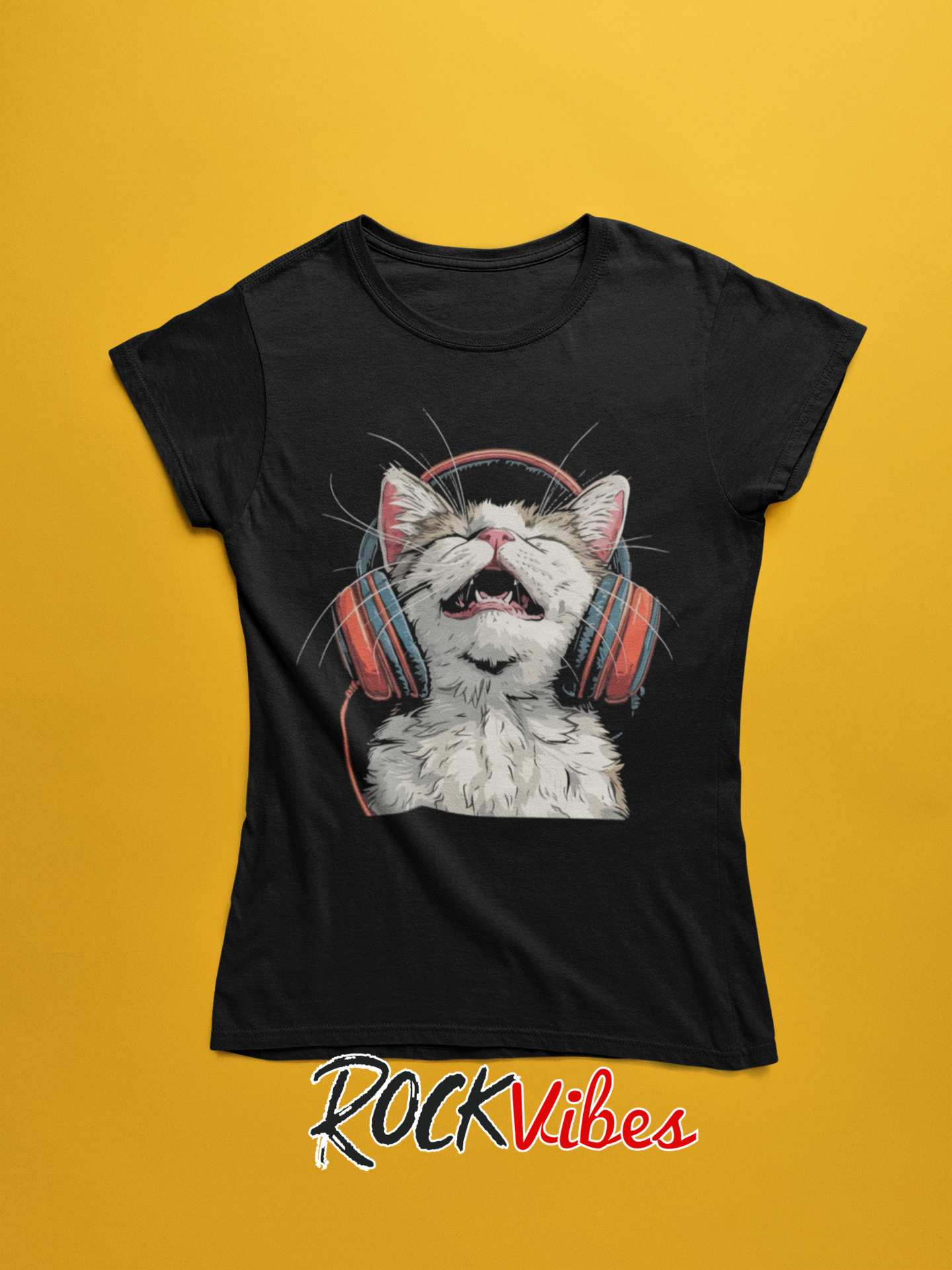 Camiseta Cat Music - Mujer