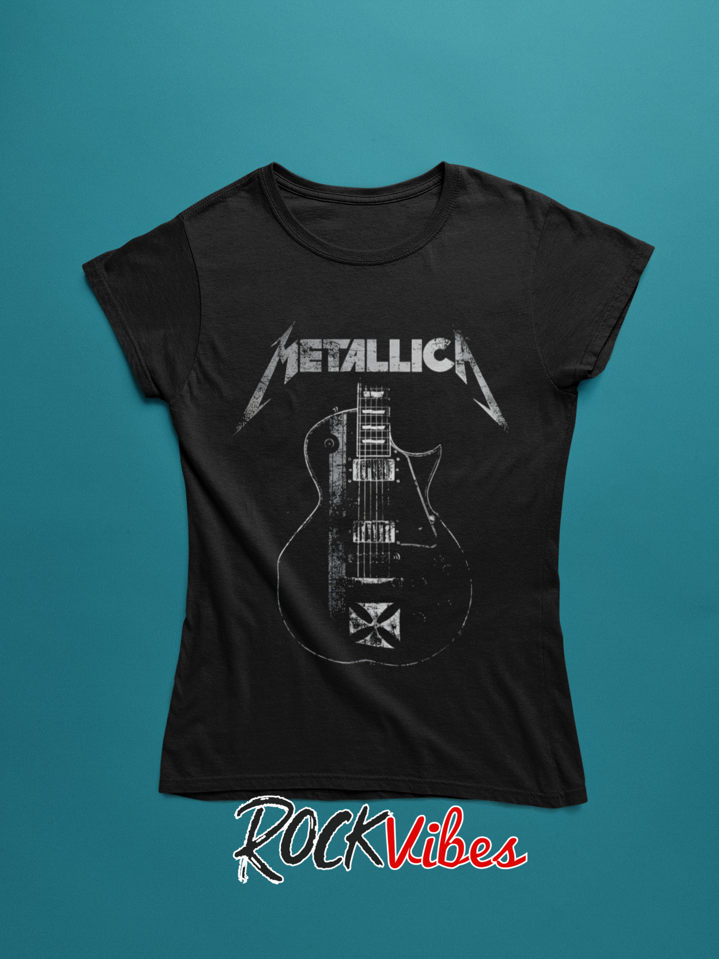 Camiseta Metallica Iron Cross B/W - Mujer